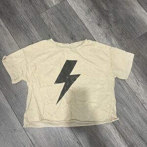 Grayson Threads Cream and Black Lightning Bolt Crop Top